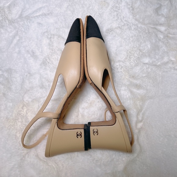 ❤️SOLD❤️CHANEL classic slingbacks beige black 37.5 37.5C - Picture 5 of 9
